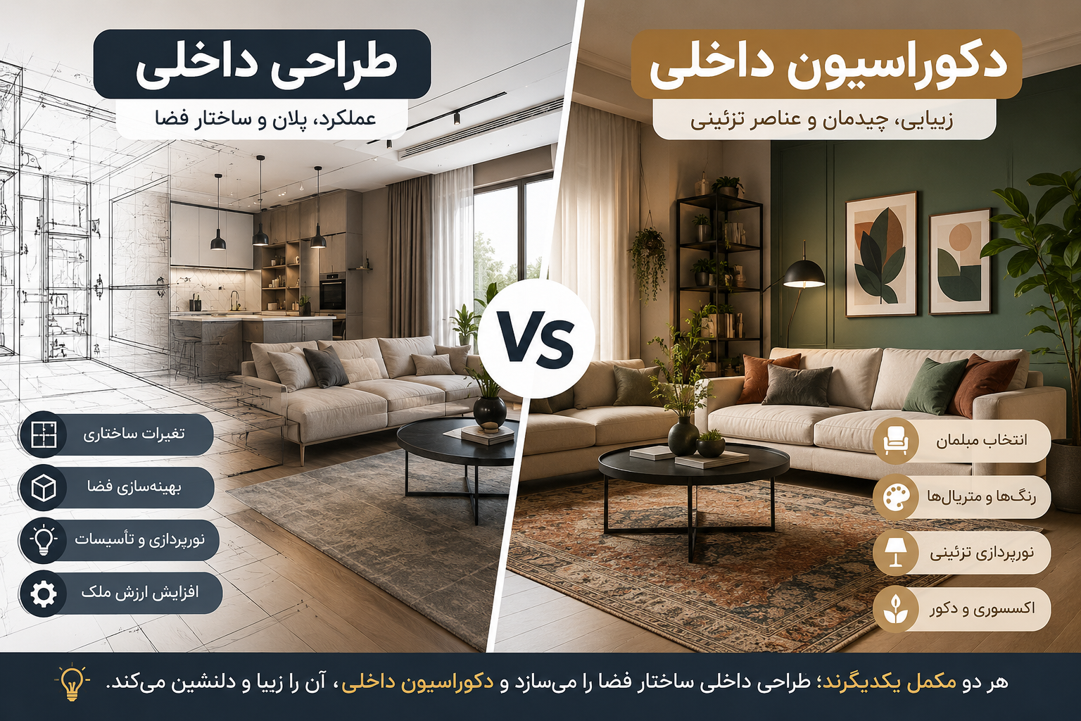 تفاوت طراحی داخلی با دکوراسیون داخلی